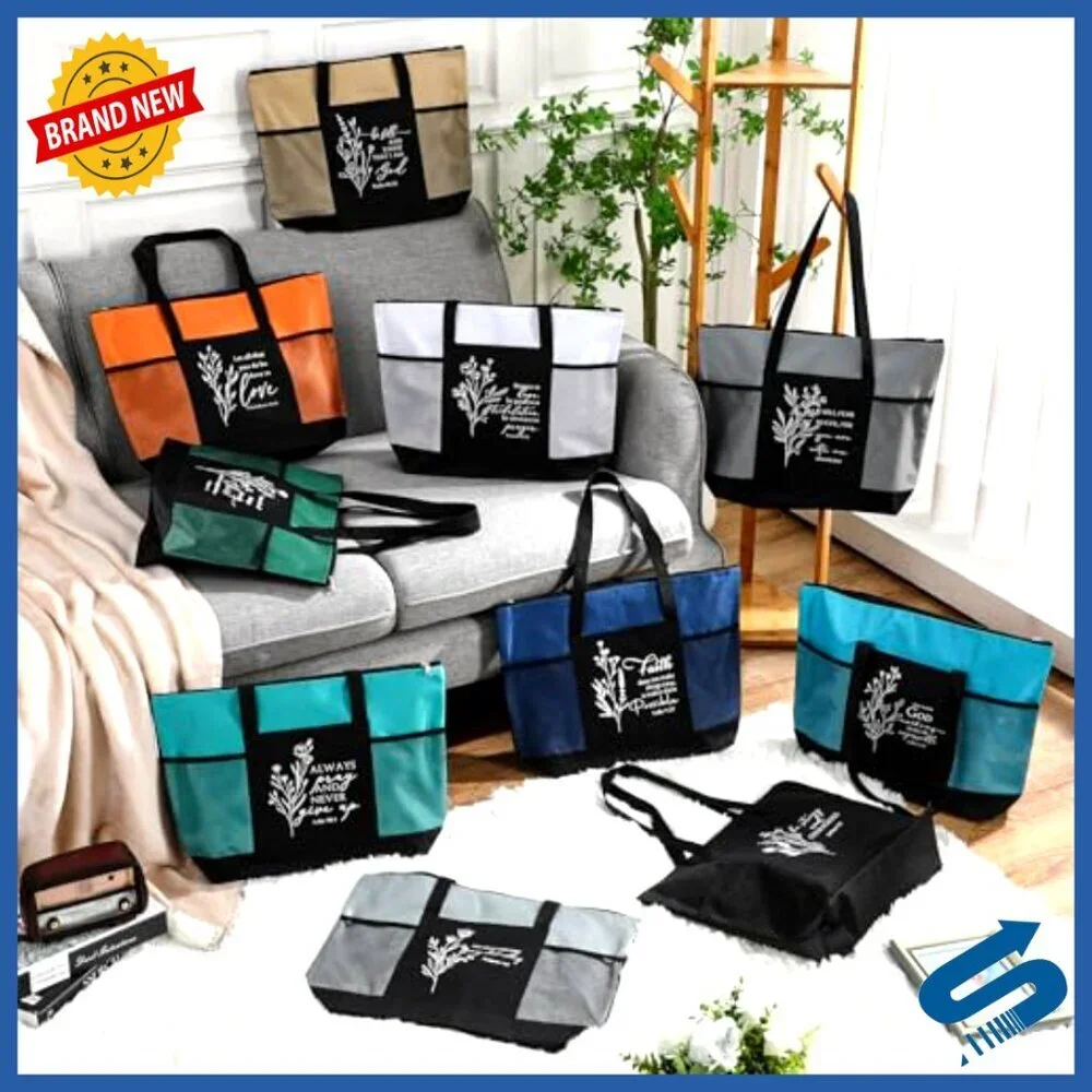 Boho Tote Bags with Zipper Pocket Religious Church Bible Study Gifts